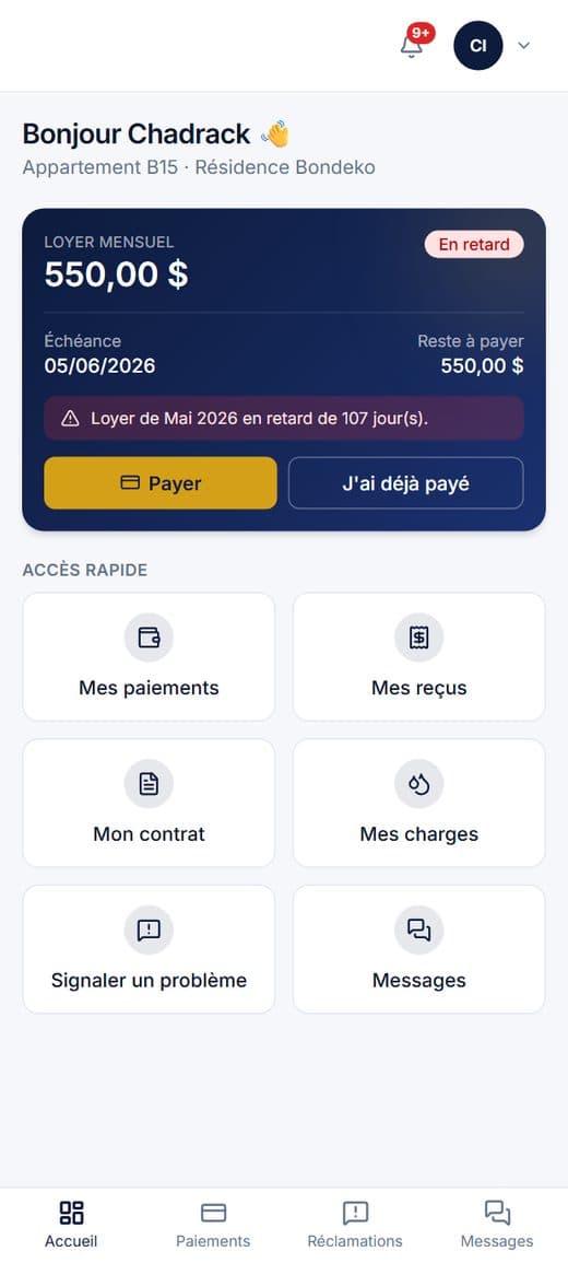 Espace locataire sur téléphone
